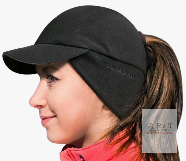 New GADIEMKENSD Women's Winter Ponytail Hat Reflective Fleece Running Hat with Drop Down Ear Warmer