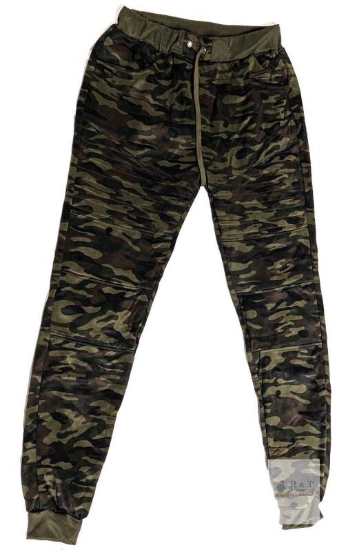New Size LG Women's Drawstring Camo Jogging Pants With Pockets (Drawstring Attempting Escape)
