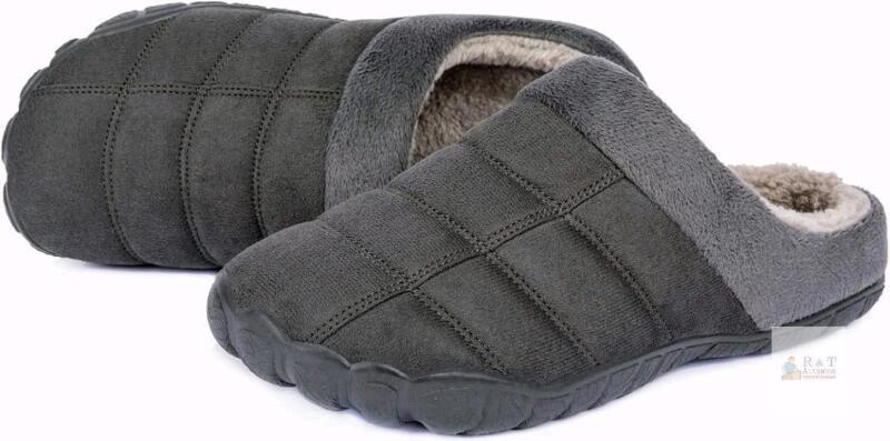 New Size 46 Men's Josaywin Wide Toe Slippers with Soft Wool-Like Lined Suede Winter Warm Clog Slippers Indoor Outdoor Anti-Skid House Shoes