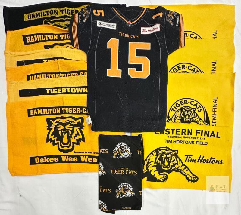 FAN LOT Hamilton Tiger-Cats CFL Rally Towel & Bandana Lot &ndash; Eastern Finals, Oskee Wee Wee, Jersey Design,