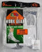 NEW Fruit of the Loom Work Gear Men's Crew Socks 6-Pair White, Size 6-12, Antimicrobial, Arch Support