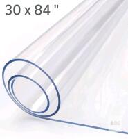 NEW 30"x84" Clear PVC Table Protector Roll, 1.5mm Thick, Waterproof, Scratch-Resistant, Food Safe
