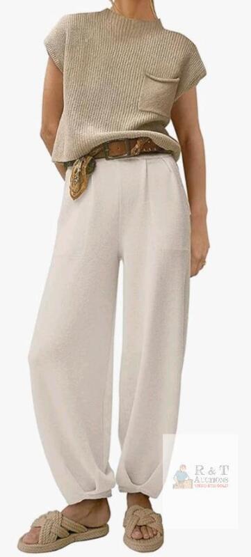 New sz Small Womens Two Piece Outfit Sweatsuits Sets Knit Pullover Tops High Waisted Pants LoungeWear Tracksuit Matching Sets