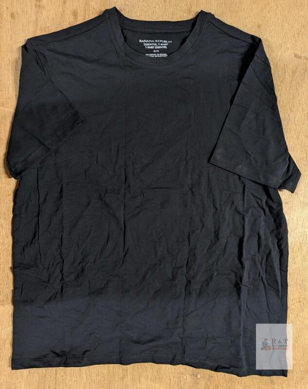 NEW Banana Republic Essential T-Shirt XL Black 95% Cotton 5% Spandex Crew Neck Stretch Cambodia