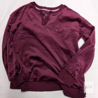 NEW Nautica Women's Burgundy Velour Split-Neck Pullover Sweatshirt, Medium, Long Sleeve, Cambodia