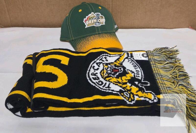 CFL Grey Cup 2010 Reebok Cap (L/XL) & Hamilton Tiger-Cats Gertex Scarf, Official Licensed Set