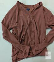 NEW Splendid Brown Waffle Knit Button-Up Cardigan, Size Large, Made in Cambodia, Long Sleeve