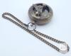 New Pocket Watch-Style Compass / Sundial Antique Finish Brass with Chain & Leather Belt Pouch. Compass measures 1 ⅞" diameter - 4