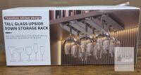 NEW Under-Cabinet Wine Glass Organizer Rack, HIPS Plastic, 4 Pack, Adhesive Mount, 10.2"x4.3"x0.87"