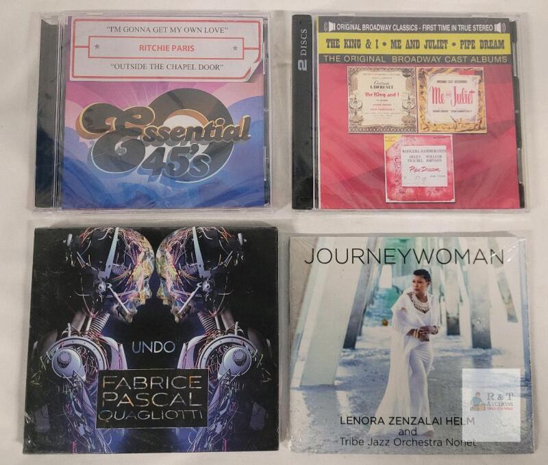 Four (4) New Music CDs . Jazz , Techno , Oldies & Broadway Shows . All Sealed
