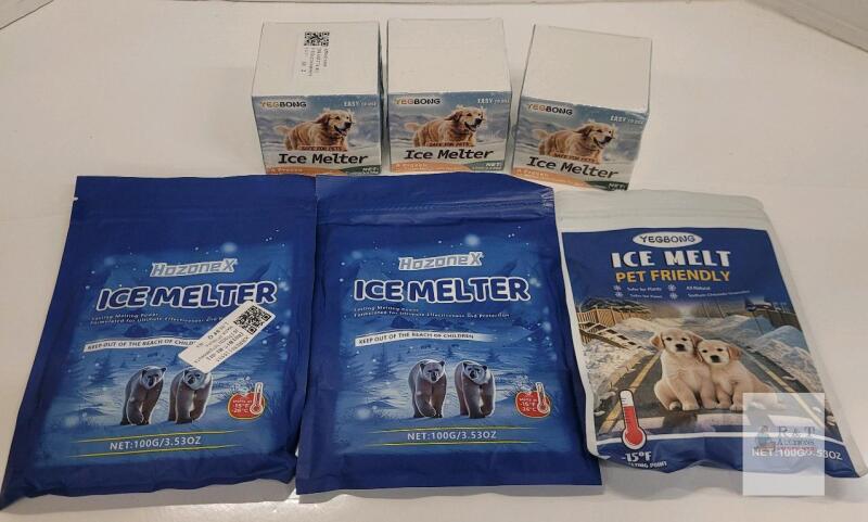 Pet Friendly Ice Melter, Yegbong & HozoneX, 100g Each, -15&deg;F, 6 Packs, Sodium Chloride