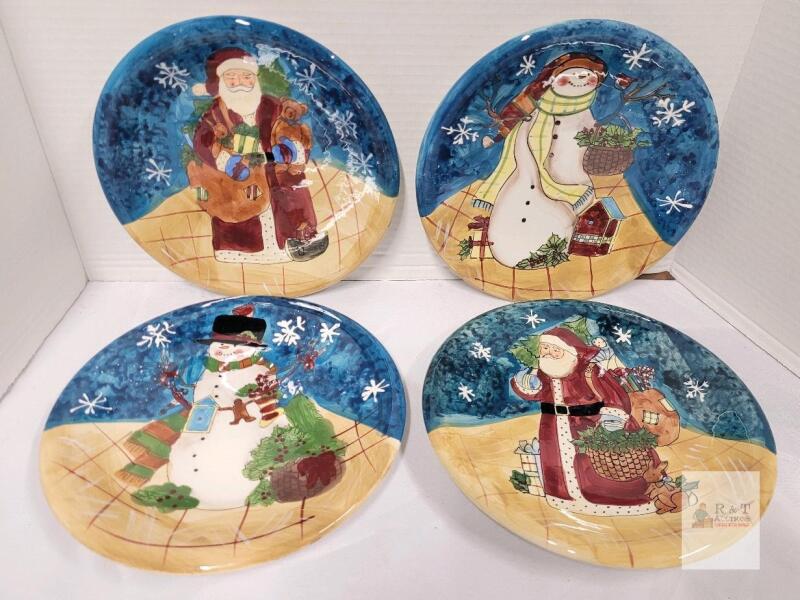 4 Certified International Holiday Plates .