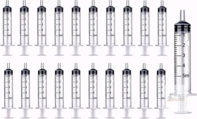 NEW 20-Pack 5ml Sterile Plastic Disposable Syringes, Luer Slip Tip, Individually Wrapped, Lot L01720220629