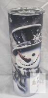 NEW Snowman 20 oz Stainless Steel Vacuum Insulated Tumbler, Sliding Lid, Winter Design