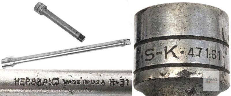 SK 47161 & Herbrand H-31 USA 13/16" Spark Plug Socket Wrenches, 6" & 11.75" Lengths