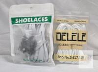 NEW White Shoelace Set: DELELE 2 Pair Thick Round 45" (115cm) & Elastic No-Tie Lock Laces