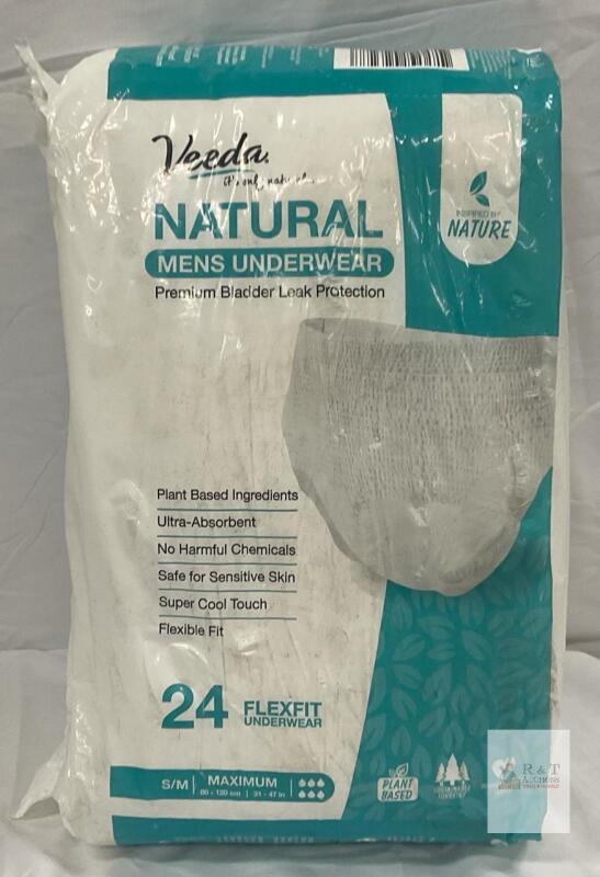 NEW Veeda Natural Men&rsquo;s Underwear, 24 Count, S/M, Maximum Absorbency, Plant-Based, FlexFit