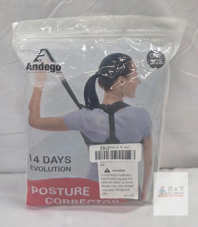 NEW Andego Posture Corrector, One Size, Neoprene Adjustable Velcro Straps,