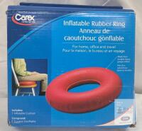 NEW Carex Inflatable Rubber Ring Cushion, 16" Diameter, Red, Heavy Gauge Rubber,