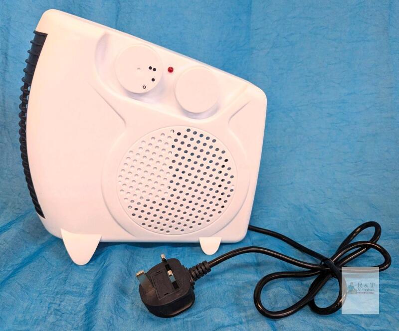 Portable Electric Fan Heater, UK Plug, 1800W, 2 Heat Settings, Thermostat, 8.5" Height