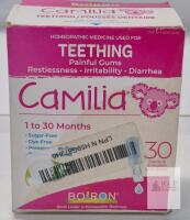 EXP 05/28 Boiron Camilia Teething Medicine, 30 x 1mL, DIN-HM 80053555, Exp 05/2028, Ages 1&ndash;30 Months