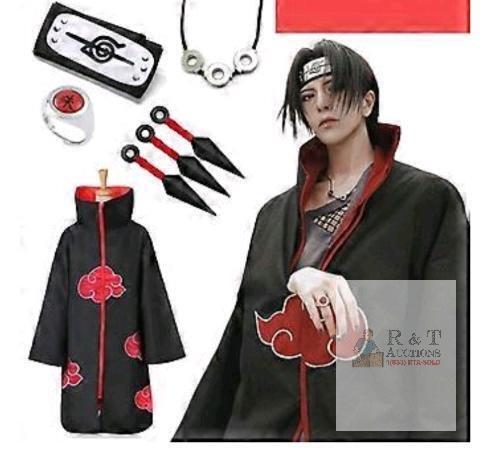 Akatsuki Anime Ninja Cosplay Costume Headband Necklace Cloak
