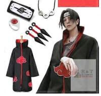 Akatsuki Anime Ninja Cosplay Costume Headband Necklace Cloak