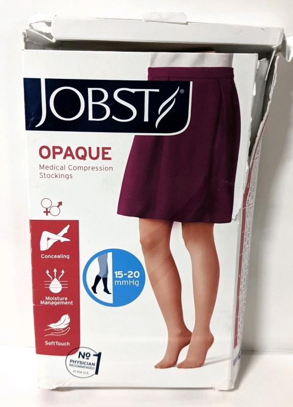 New JOBST Opaque Medical Compression Stockings: Large, Neutral Beige, AD-Knee CT.