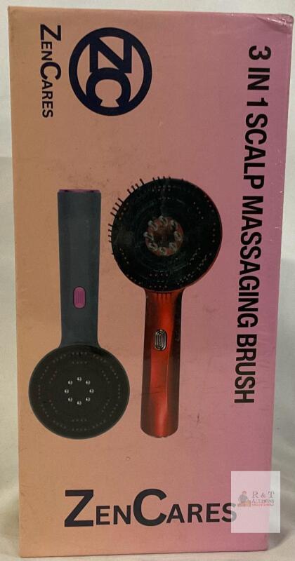 NEW ZenCares 3-in-1 Electric Scalp Massaging Brush, 1400mAh, USB-C, 5W, Red