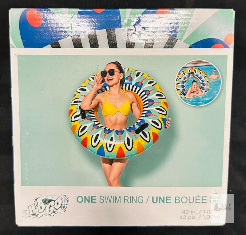 Bestway H2OGO! Flirty Fiesta Swim Ring, 42 in, Vibrant Aztec-Inspired Graphics, Ages 12+, Repair Patch