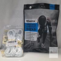 NEW PowerLix Graduated Compression Socks S/M Unisex 20-30mmHg + DELELE 2 Pairs 53" White Laces