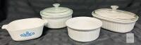 CorningWare Cornflower Blue & French White Casserole Dish Set &ndash; 4 Pieces, 2 Lids, Vintage USA