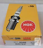 NEW NGK BR7EF Spark Plugs, Stock No. 3346, 10-Pack, 14mm Thread, 19mm Reach, Nickel Electrode