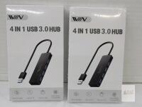 2 NEW WIN 4-Port USB 3.0 Hub UA043-BK, 5Gbps Transfer, Black, Ultra-Portable, USB-A, Plug-and-Play