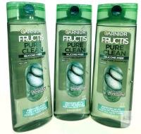 NEW Garnier Fructis Pure Clean Shampoo 12.5oz, Silicone-Free, Aloe, Lot of 3, Vegan Formula