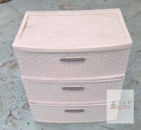 Sterilite 3-Drawer Plastic Storage Organizer, White, 24"x16"x14", Weave Design