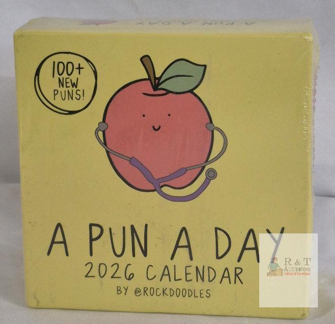 NEW Rockdoodles A Pun A Day 2026 Daily Desktop Calendar, 365 Pages, Original Art, Sealed