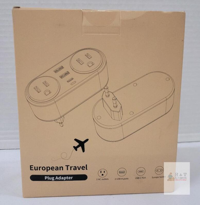 European Travel Plug Adapter, 2 AC Outlets, 2 USB-A, 1 USB-C Port, Europe Socket (2-Pack)