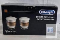 NEW De'Longhi DLSC311 Double-Wall Borosilicate Cappuccino Glasses 6oz (2-Pack), Hand-Blown