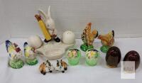 Vintage M.J. Wood England Bunny Golfer & Assorted Animal Ceramic Salt & Pepper Shaker Collection