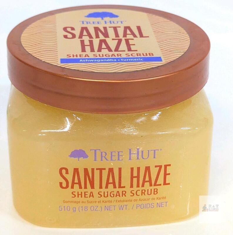 Tree Hut Santal Haze Shea Sugar Scrub, 18 oz, Ashwagandha & Turmeric, Body Exfoliator