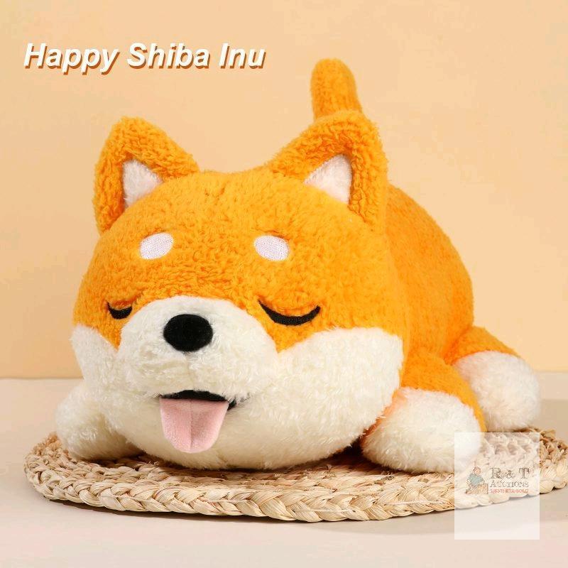 NEW PuffPop Happy Shiba Inu Plush 15" Stuffed Animal Toy with Box, Orange & White Dog