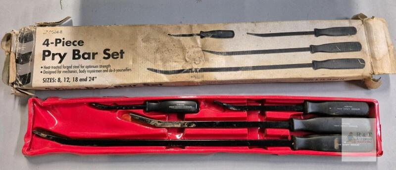 4-Piece Pry Bar Set, Model 57-0504-8, 8"-24" Heat-Treated Forged Steel w/Original Packaging