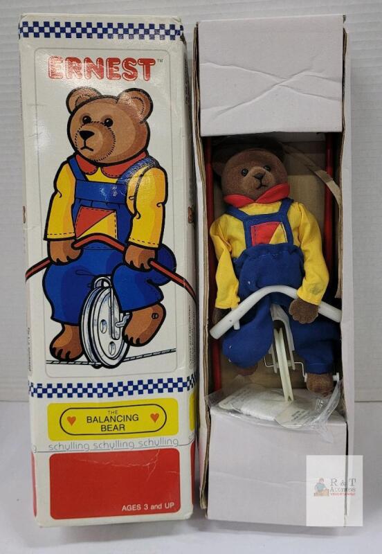 Schylling Ernest the Balancing Bear 1993, Original Box, High-Wire String Toy, Taiwan