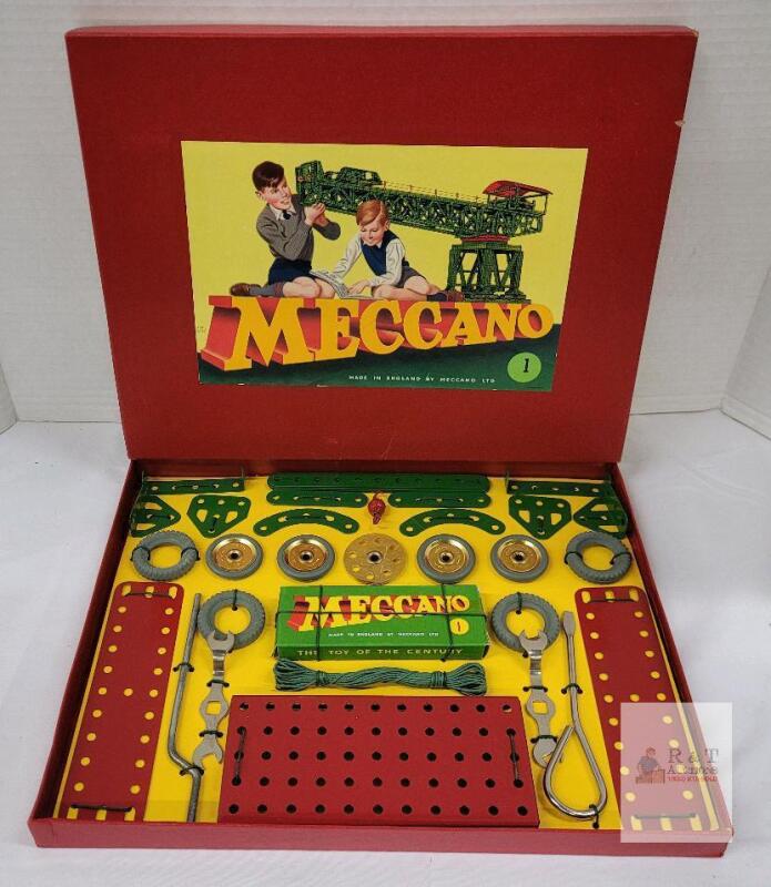 Vintage Meccano Set No. 1 Metal Construction Kit, England, Complete with Box and Instructions