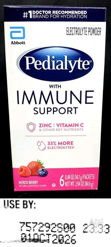 Pedialyte Immune Support Mixed Berry, 6 Electrolyte Powder Packets, 2.94 oz, Exp 10/2026, Abbott