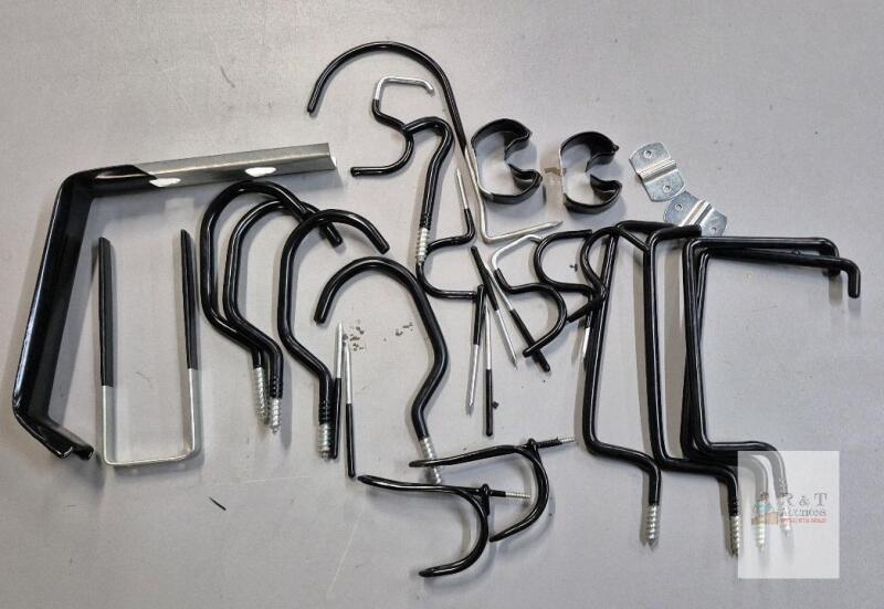 Assorted Garage Utility Hooks & Hangers, 21-Piece Steel Vinyl-Coated Storage Set, 8" Largest Hook