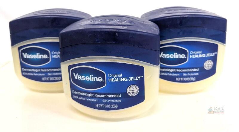 Vaseline Original Healing Jelly 13oz (3-Pack), 100% White Petrolatum, Skin Protectant, UPC 305210691001