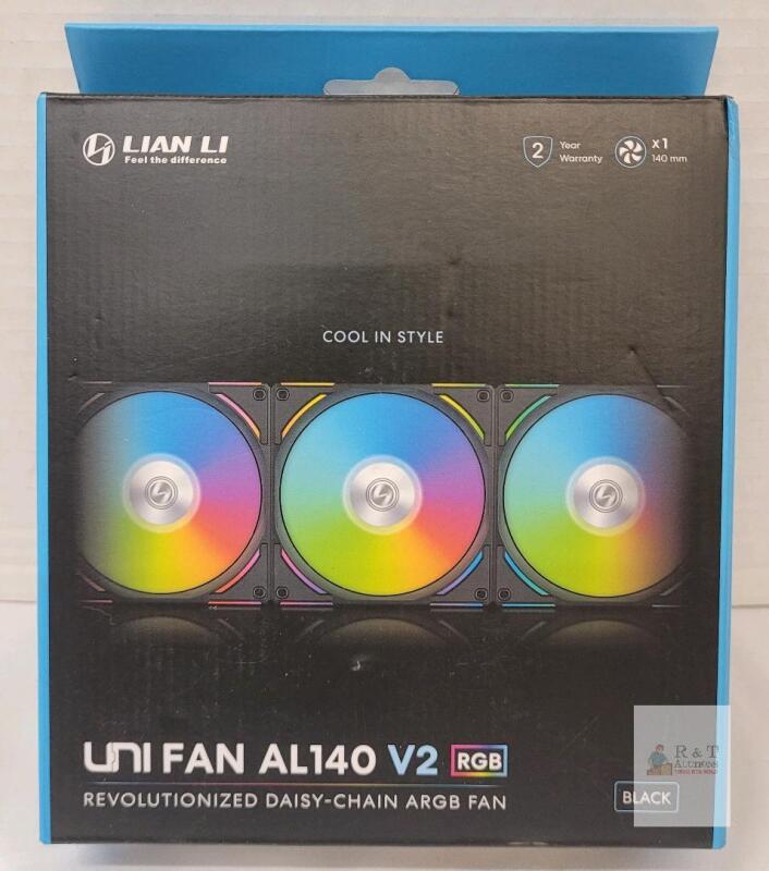 NEW LIAN LI UNI FAN AL140 V2 Black 140mm ARGB Daisy-Chain Case Fan, Fluid Dynamic Bearing