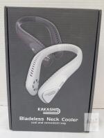 NEW F70 Bladeless Neck Cooler, 6000mAh Battery, 5W Power, White, USB Rechargeable